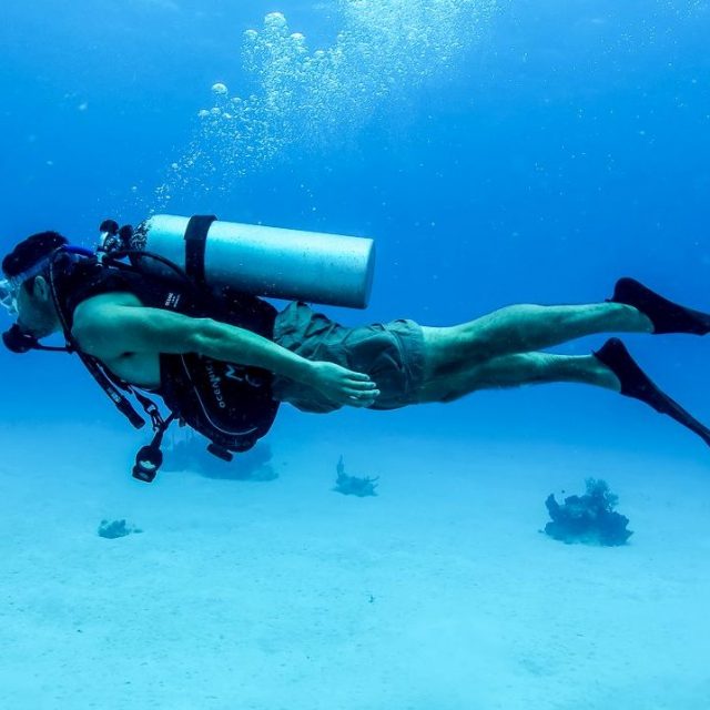 Scuba Diver using fins in Warm Water